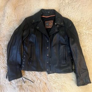 Harley Davidson Style First women’s moto jacket snap lace black Medium